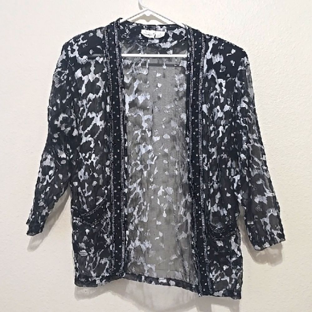 Jenny-I Black and White Sheer Cardigan S